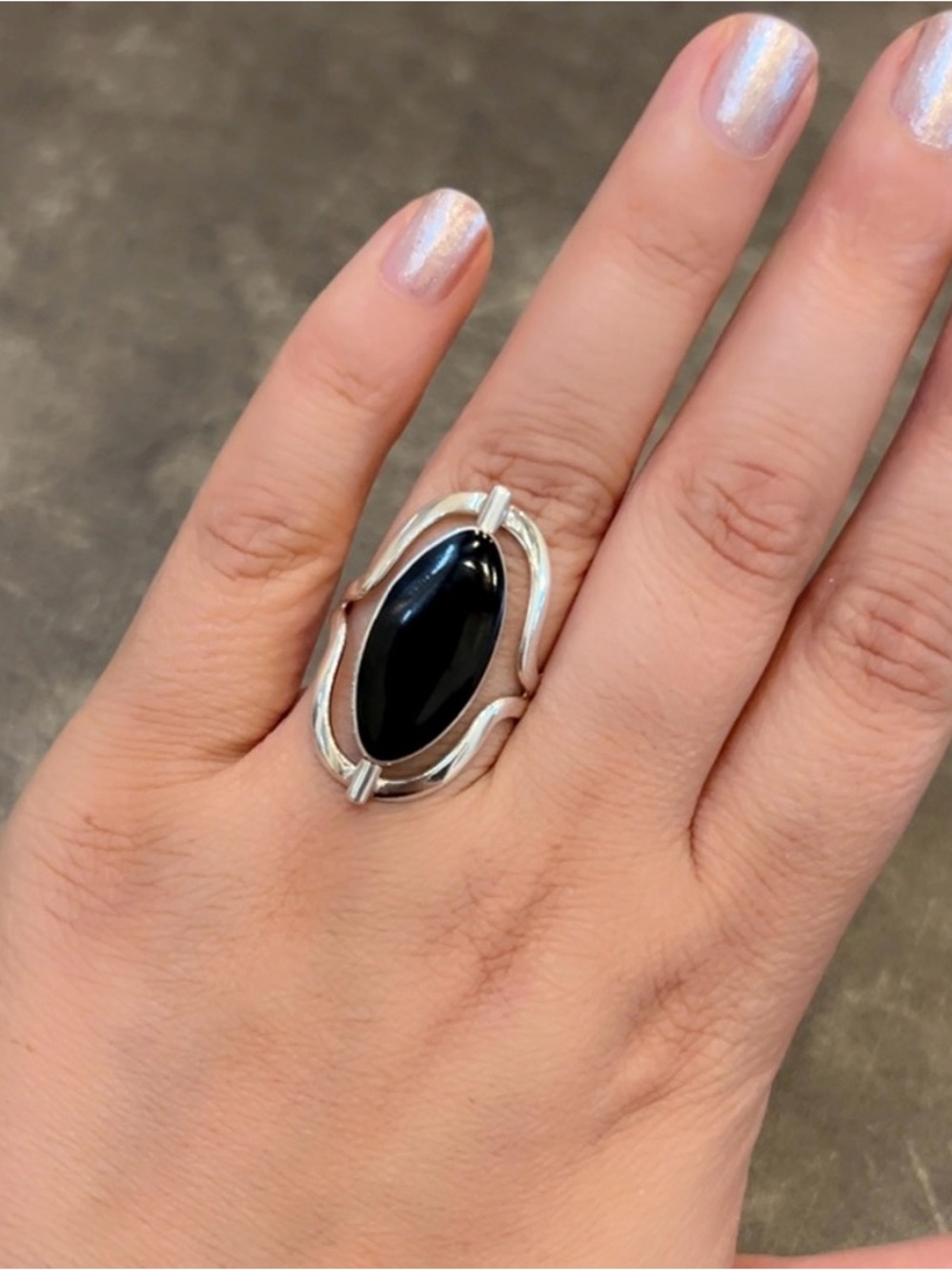 925s STERLING SILVER FLIP AROUND 2 SIDED VINTAGE NAVAJO Inspired TURQUOISE Ring - Picture 2 of 10